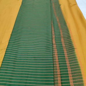 New Mustard And Green Crepe Saree