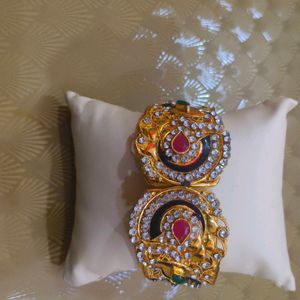 Party Wear Gold Plated Bracelet And Bangle