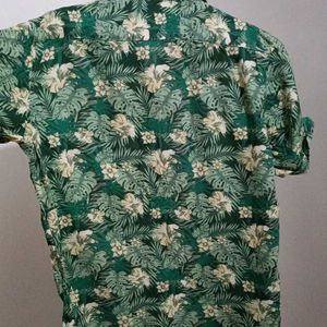 Floral Print Green Shirt