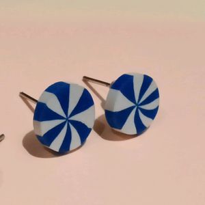 Aesthetic Brown And Blue Stud Earrings ..