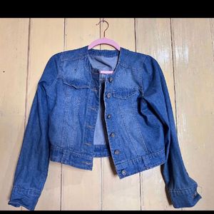 Blue Denim Crop Jacket