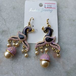 Peacock Shaped Brass Earrings