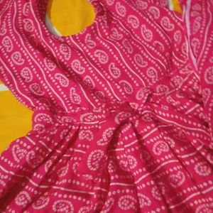 Pink Cotton Plazo Anarkali Frock Suit