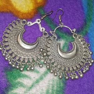 Pair Of Oxidized Silver Earrings