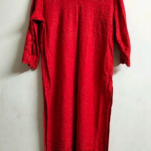 Red Chikankari Kurta