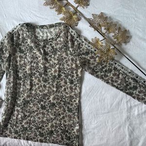 Green Floral Printed Top