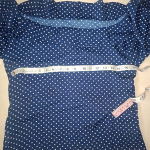 Polka Dot Half Shoulder Top