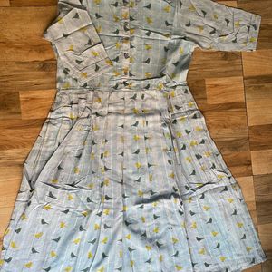 Bird Print Collared Dress