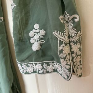 Embroided Green Kurti Set