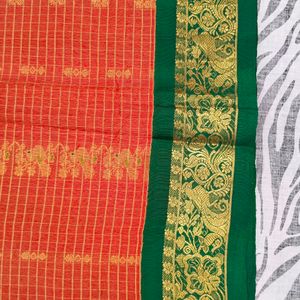 green colour pure kanche pattu saree