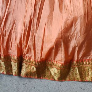 Orange And Golden Lehanga Choli