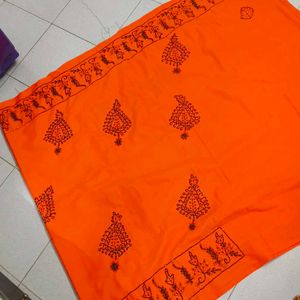 So Nice Orange Colour Chamki Saree