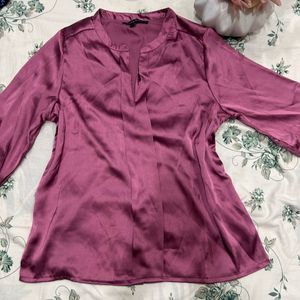 PINK SNATCHED WAIST SATIN TOP FOR WOMEN