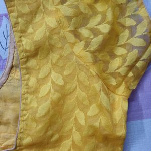 Yellow Color Net Blouse Square Neck New Unused