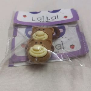 Earring Plus Heart Shape Rubber Band Teddy Rubbe