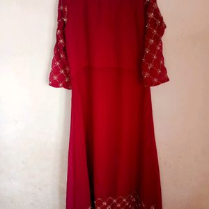 Maroon Simple Ethnic Gown.