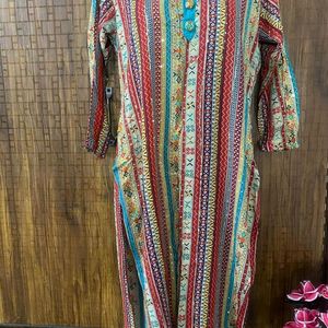 Blue Color Cotton Printed Kurta