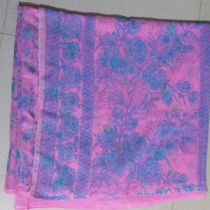 Chiffon Pink Printed Saree