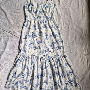 Blue Floral Lace Coquette Pinterest Midi Dress