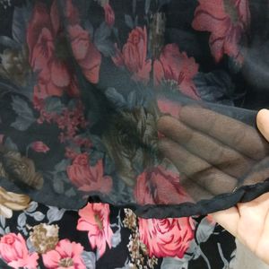 Black And Pink Floral Dress