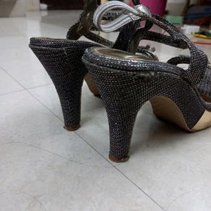Party Wear Grey Pencil Heels...used Once Only
