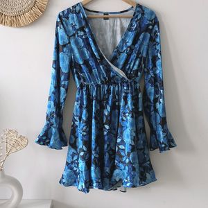 Blue Printed Casual Dress (Women)