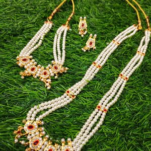 Kundan Moti Mala Sets With Earrings