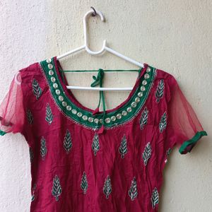 NEW MAROON EMBROIDERY KURTA