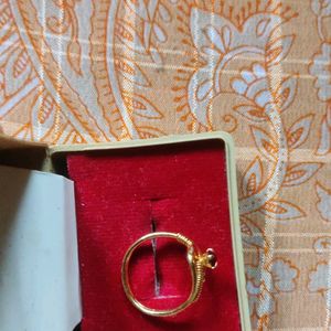 Golden Red Stoned Ethnic Ring