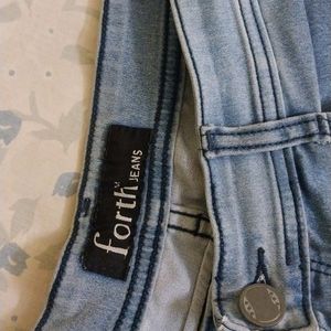 Faded Blue Denim Capri Waist 34 Inch