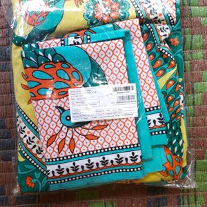 Double Printed Cotton Bedsheet With Pillow Cover