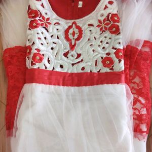 Beautiful Red White Anarkali Dress