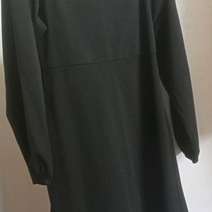 Sassafras Black Dress With Puff Sleeves