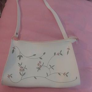 White Embroidered Sling Bags