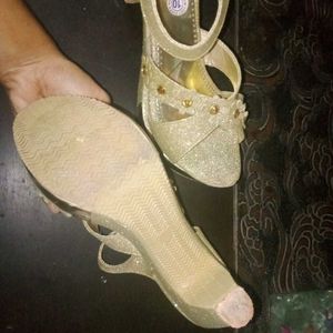 Golden High Heel Sandals