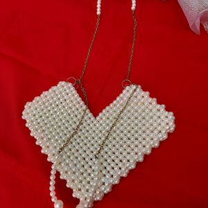 Heart Shape Pearl Mini Handbag