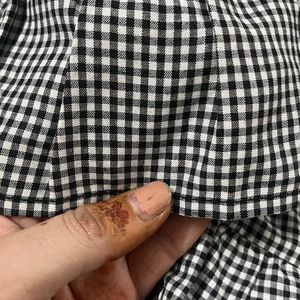 Korean Checked Frilled Top