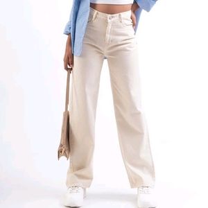 Beige Wide Leg Jeans