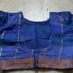 Royal Blue Cotton Silk Checked Design Saree