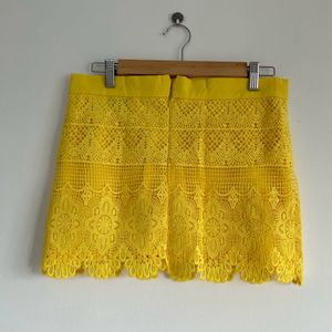 LVY Yellow Lace Mini Skirt