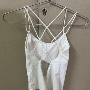 Padded white Crisscross Back Camisole