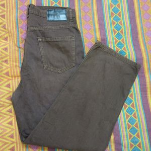 High Waist Straight Fit Brown Jeans