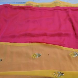 Yellow Pink Saree