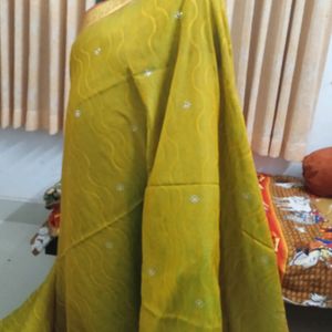 Silk Saree With Stone Work