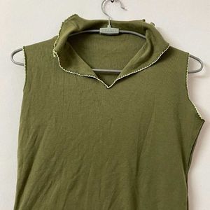 Brown Tank  And Olive Top