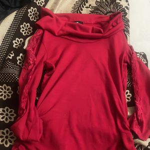 Woolen Red Basic Top