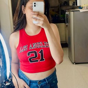 Red Los Angeles Crop Top