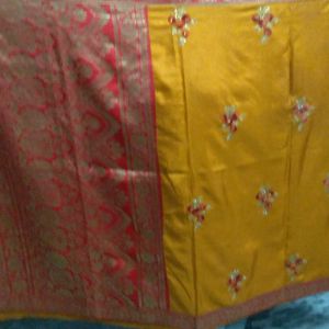 Banarsi Silk Yellow Saree