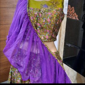 lehnga with top and frilled dupatta