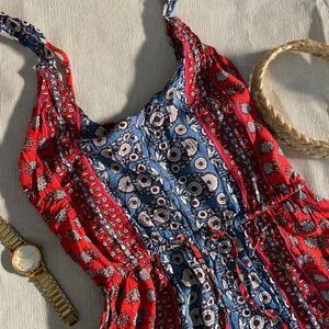 Red And Blue Bohemian Dress